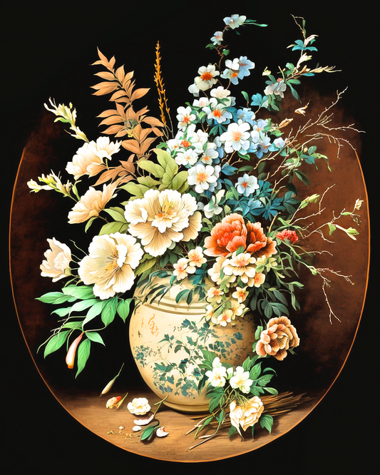 Cream Vase Flower Bouquet Diamond Art Kit