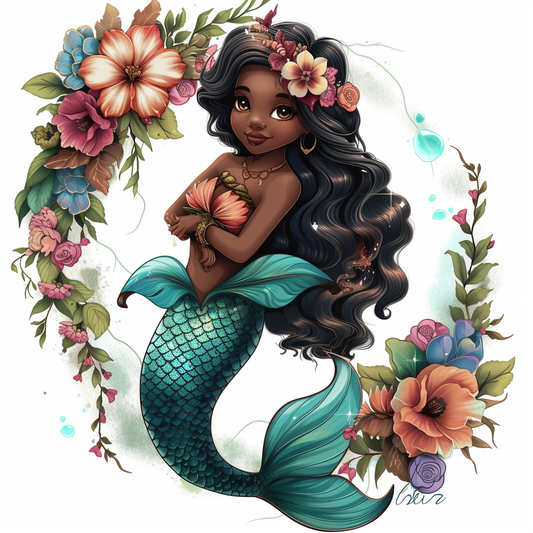 Dark Hair Mermaid Diamond Art Kit