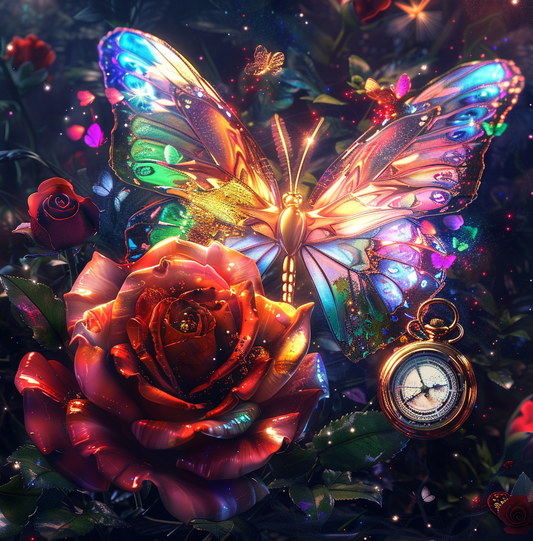 Gold Body Butterfly And Rose Diamond Art Kit