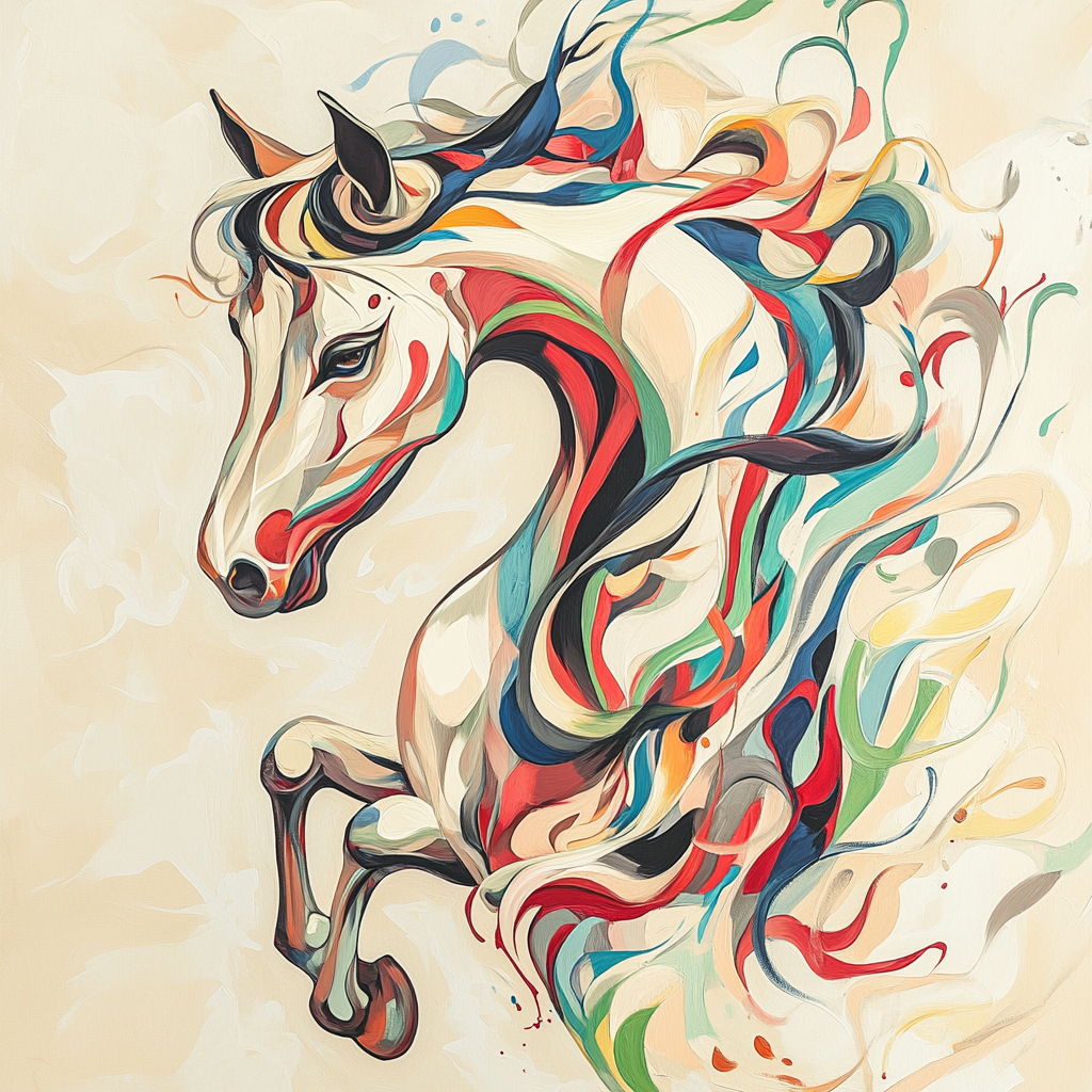 Neutral Swirl Abstract Horse Diamond Art Kit