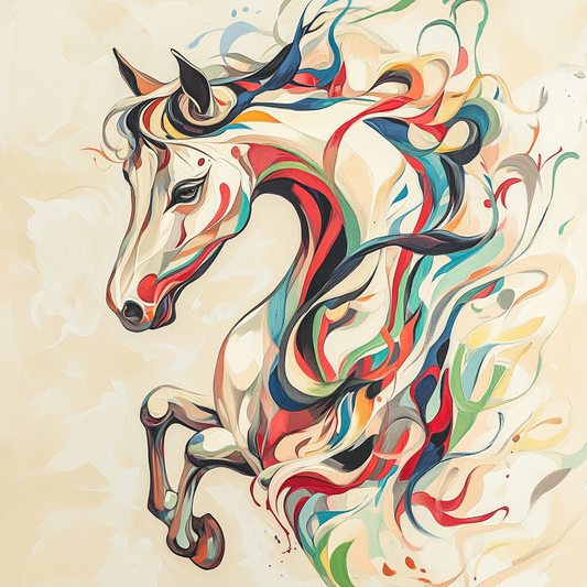 Neutral Swirl Abstract Horse Diamond Art Kit