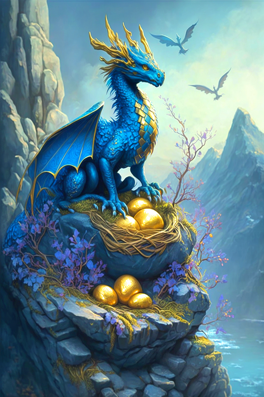 Golden Egg Cliff Dragon Diamond Art Kit