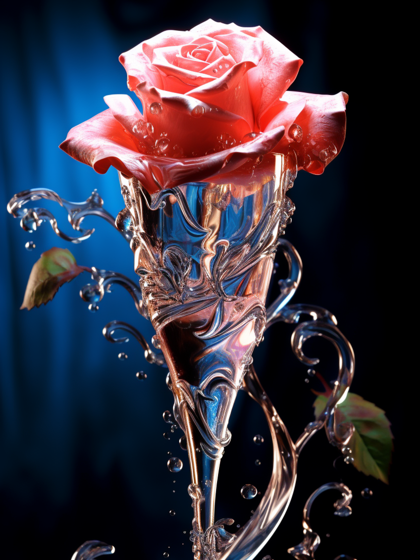 Pink Rose And Glass Diamond Art Kit
