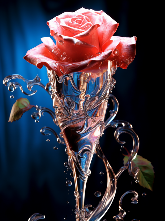 Pink Rose And Glass Diamond Art Kit
