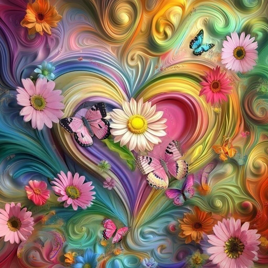 Swirling Hearts And Flowers Diamond Art Kit