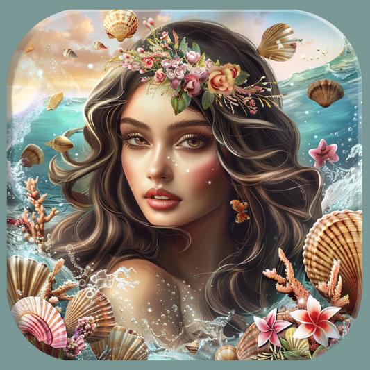 Shells And Flowers Girl Diamond Art Kit