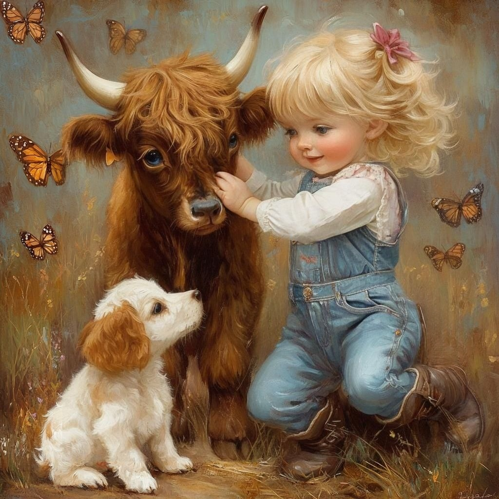 Blue Ey Calf Girl Diamond Art Kit