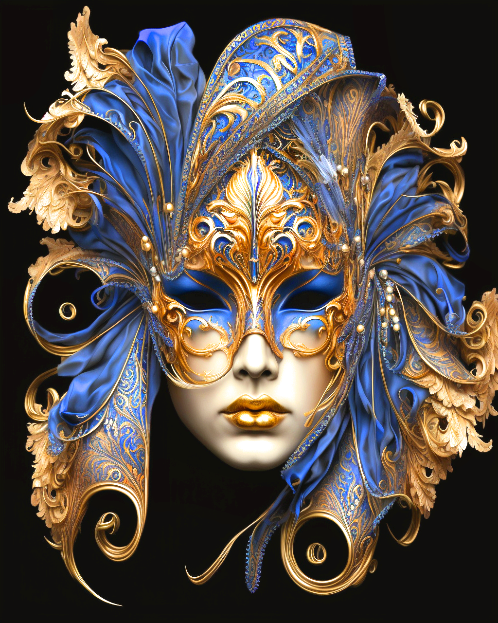 Blue Gold Porcelain Mask Diamond Art Kit