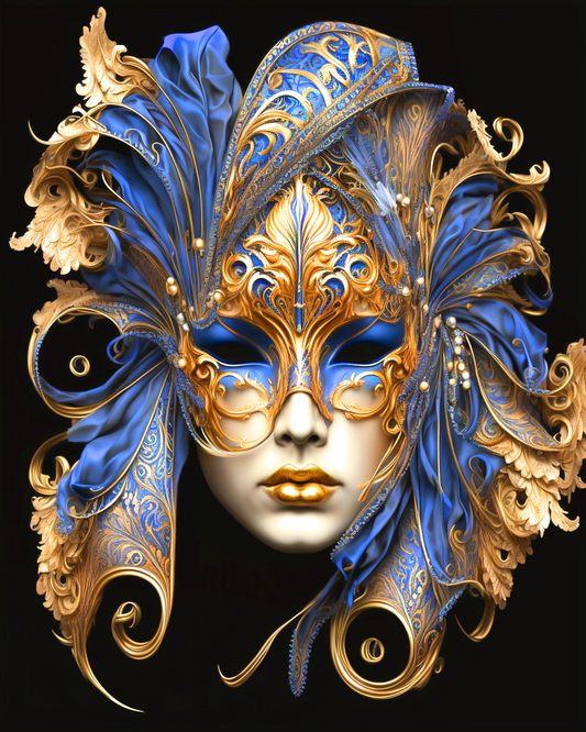 Blue Gold Porcelain Mask Diamond Art Kit