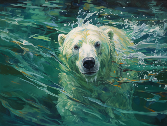 Abstract Swimming Polar Bear Diamond Art Kit