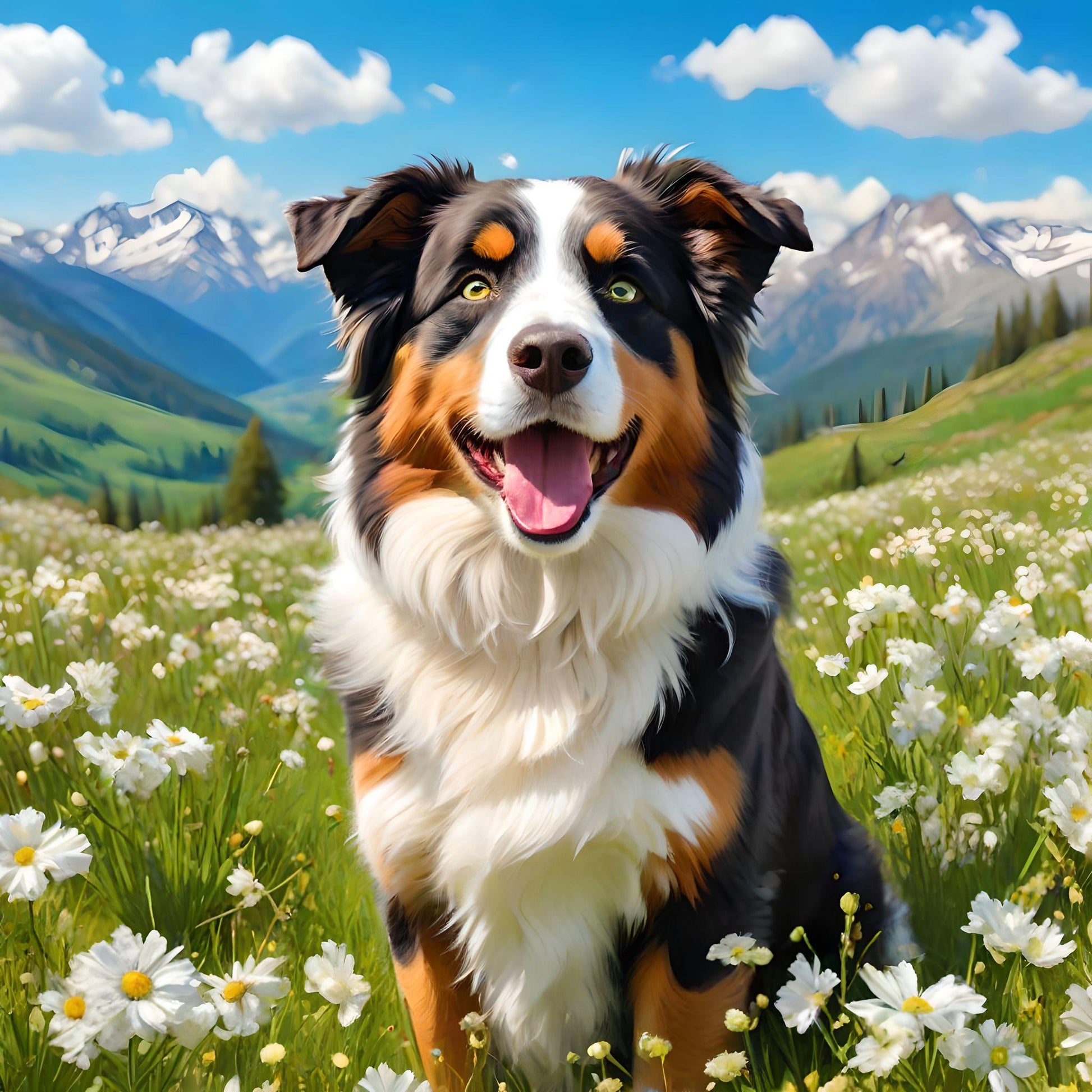 Australian Shepherd Meadow Diamond Art Kit