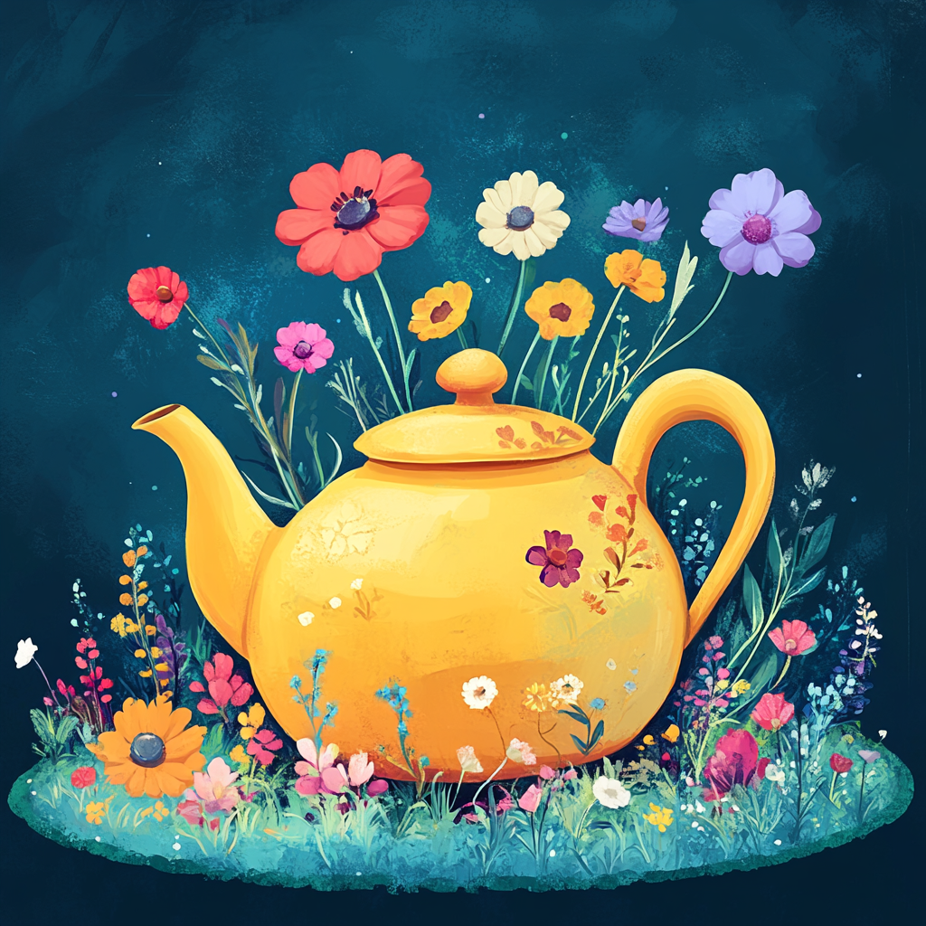 Little Yellow Teapot Flowers Diamond Art Kit