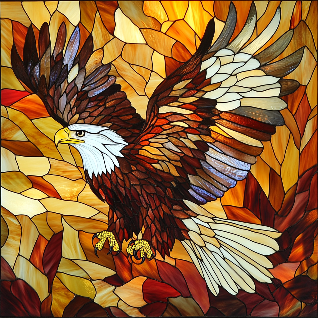 Brown Feather Eagle Abstract Diamond Art Kit