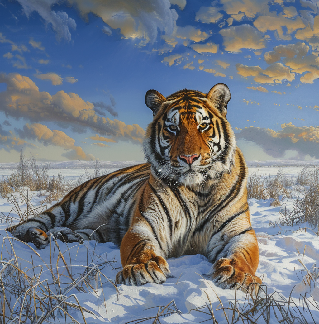 Clouded Sky Tiger In The Snow Diamond Art Kit