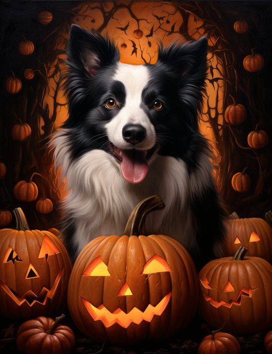 Border Collie Halloween Diamond Art Kit