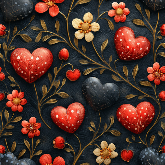 Black Red Hearts Diamond Art Kit