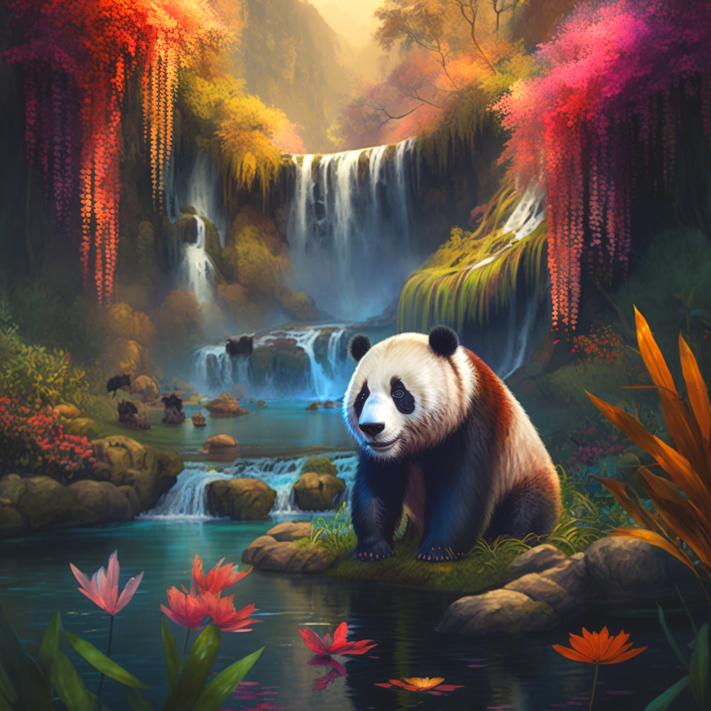 Panda Waterfalls Diamond Art Kit
