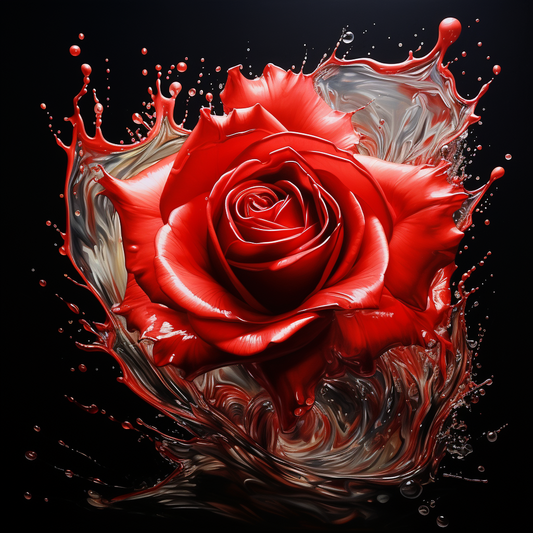 Red Rose Splash Diamond Art Kit