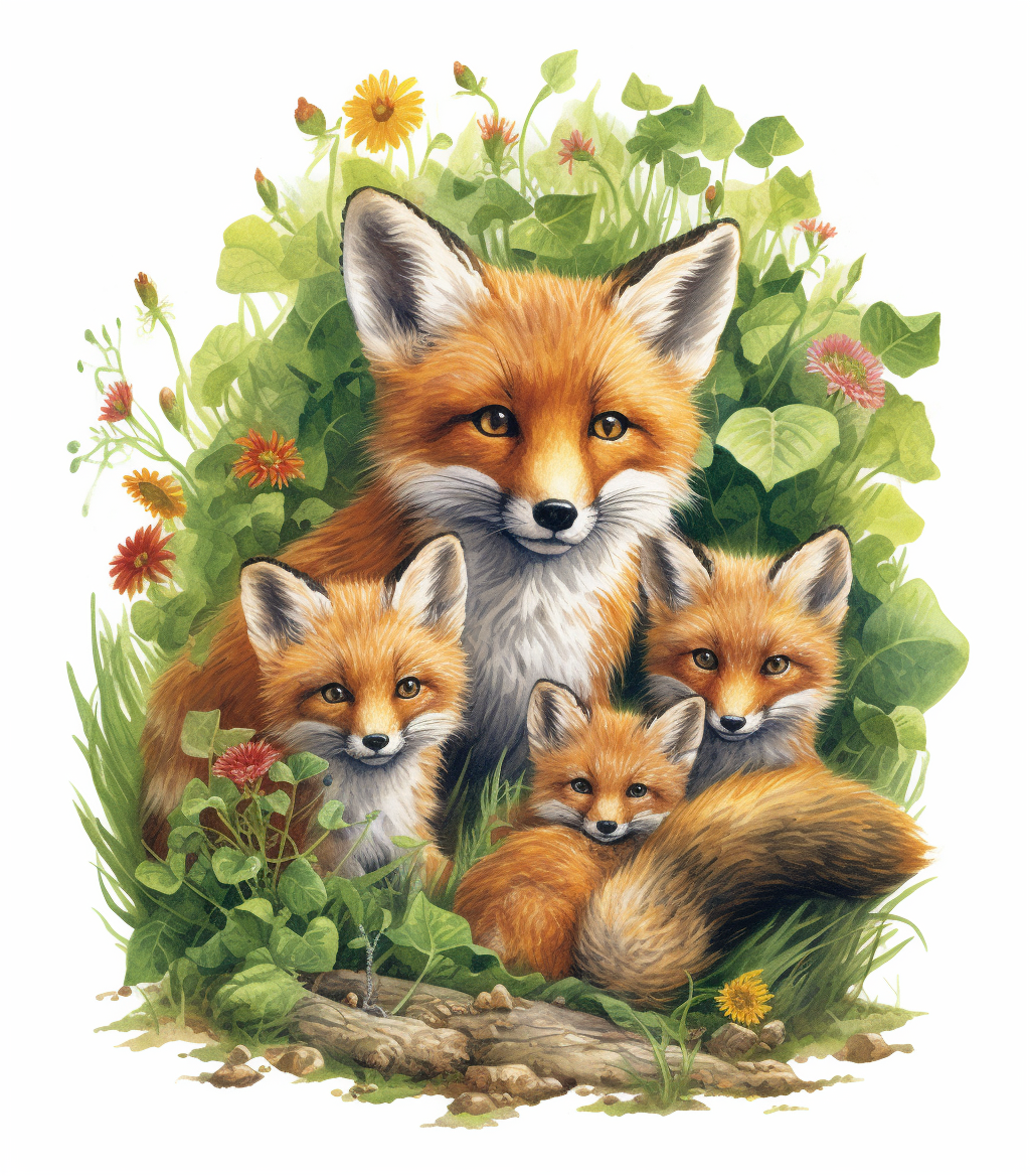 Fox And Kits Diamond Art Kit