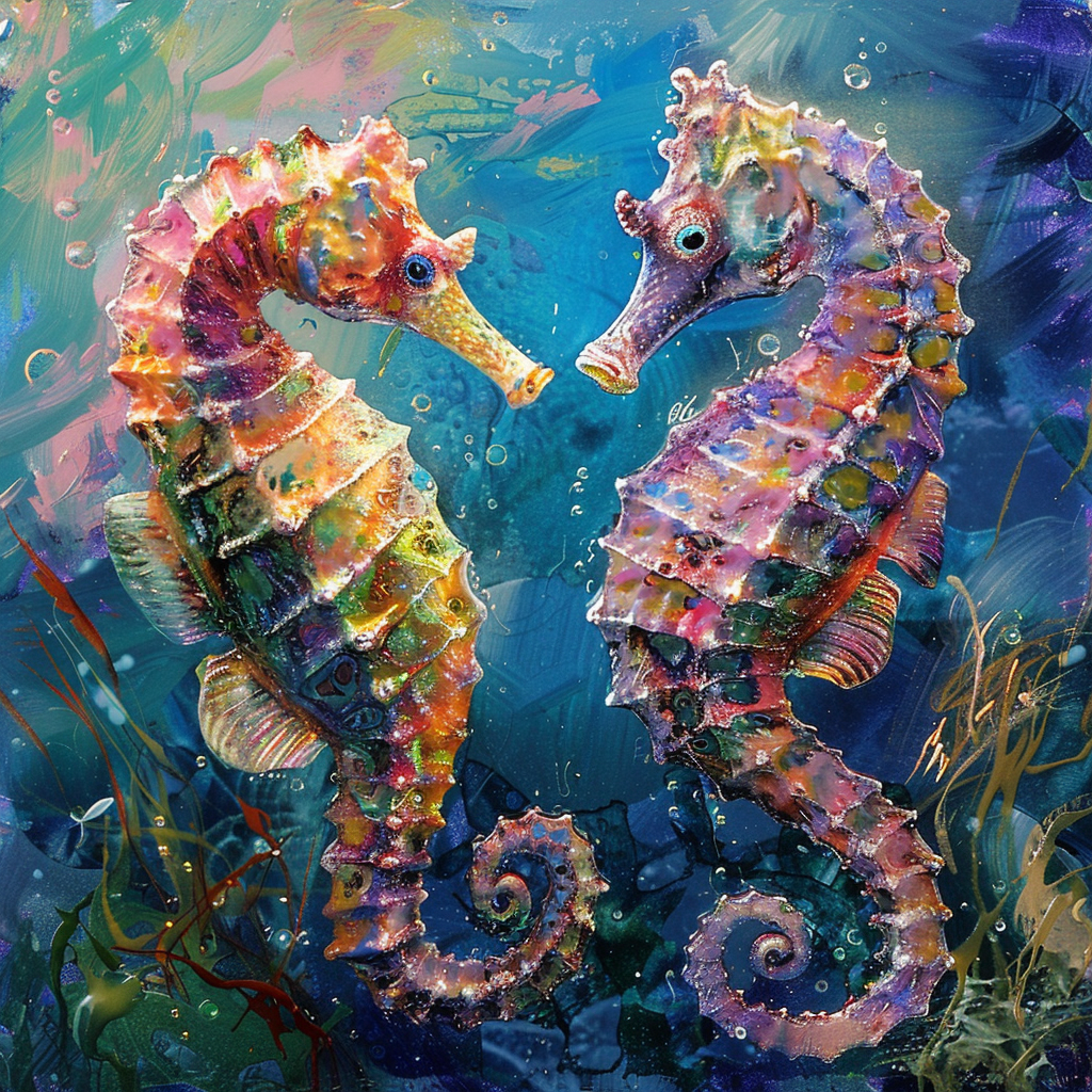 Two Abstract Seahorses In Water Diamond Art Kit