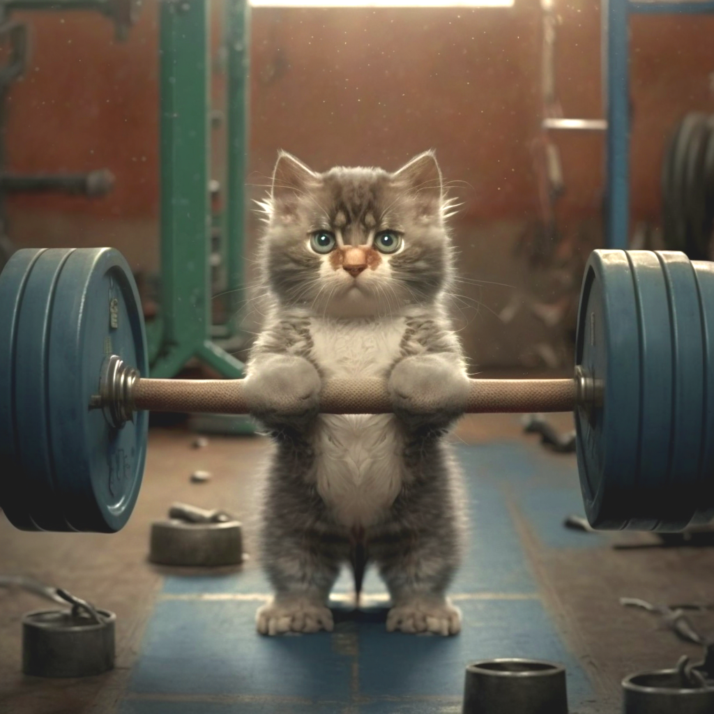 Weigh Lifting Kitten Diamond Art Kit