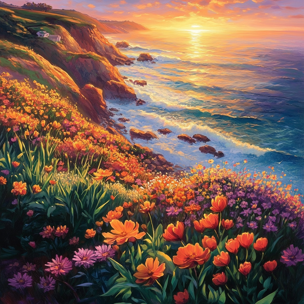 Coastal Flowers Diamond Art Kit