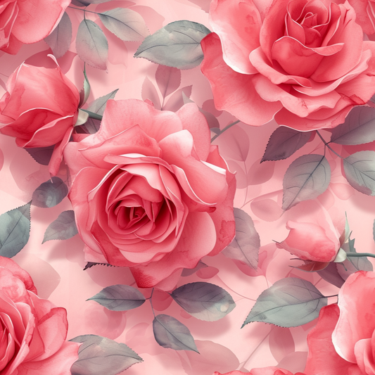 Leaves Pale Red Roses Diamond Art Kit