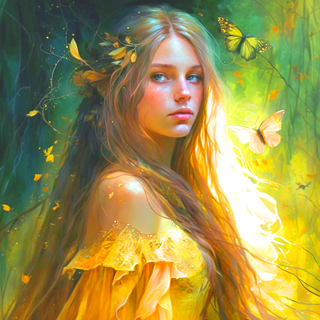 Yellow Butterfly Girl Diamond Art Kit
