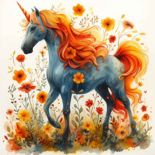 Orange Mane Unicorn Diamond Art Kit