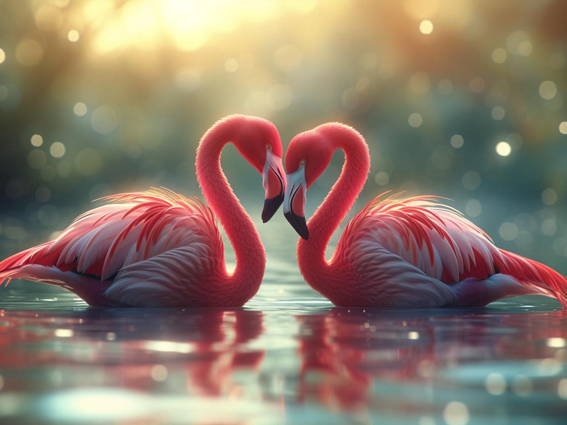 Two Swimming Flamingos Diamond Art Kit