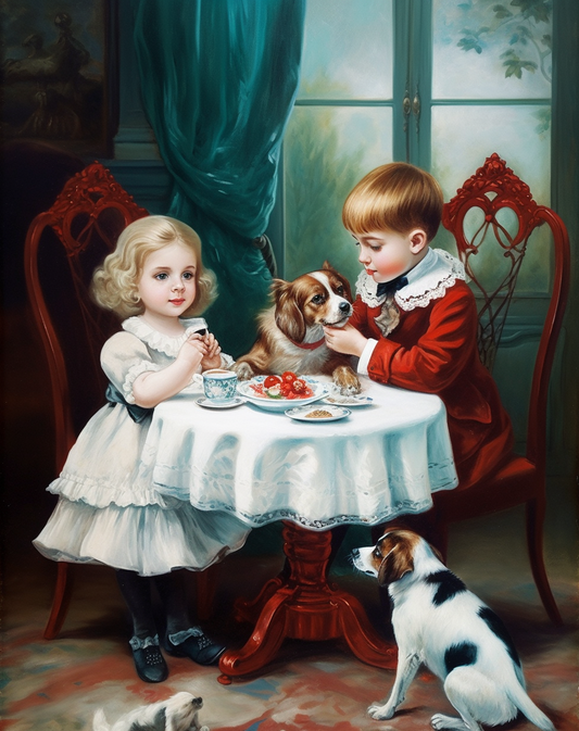 Two Children Puppies Diamond Art Kit