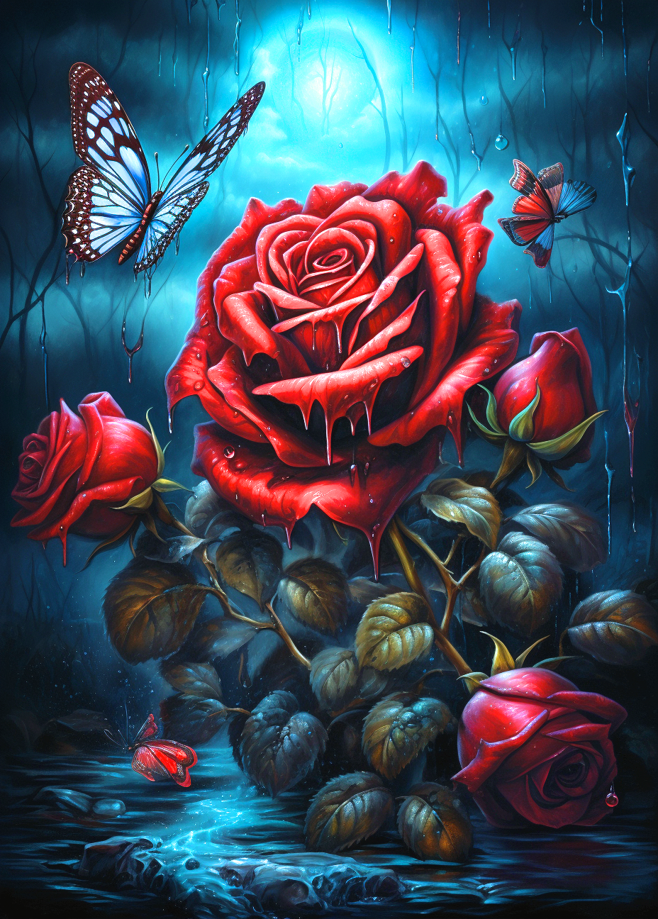 Melting Roses And Butterflies Diamond Art Kit