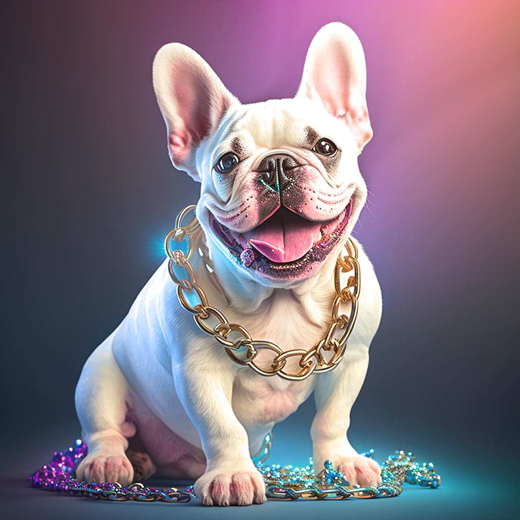 Large Gold Chain French Bulldog Diamond Art Kit