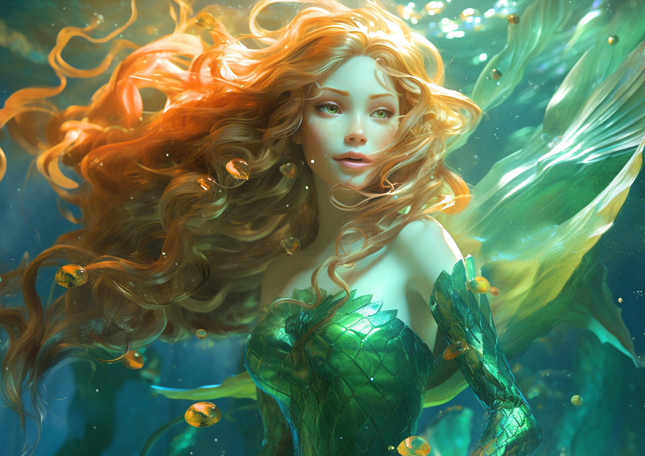 Orange Hair Mermaid Diamond Art Kit
