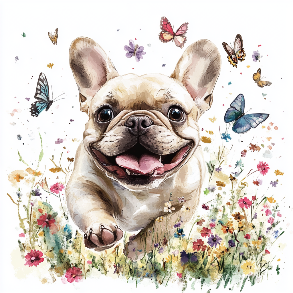 Frenchie And Butterflies Diamond Art Kit