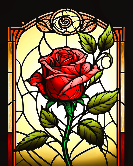 Red Rose Abstract Panel Diamond Art Kit