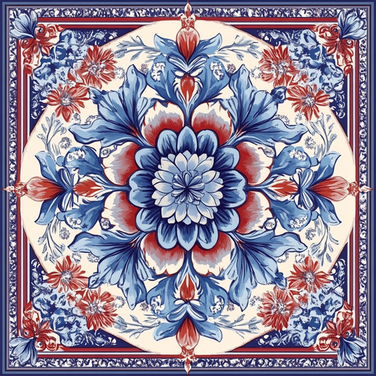 Light Blue Flower Mandala Diamond Art Kit