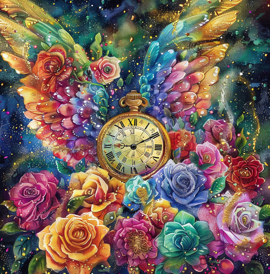 Angelwing Pocket Watch Roses Diamond Art Kit