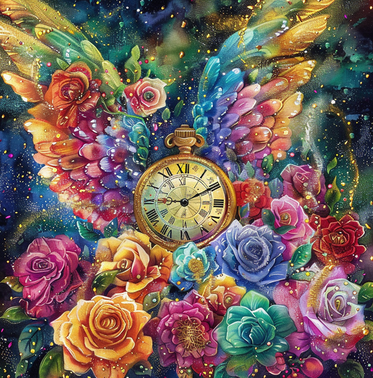 Angelwing Pocket Watch Roses Diamond Art Kit