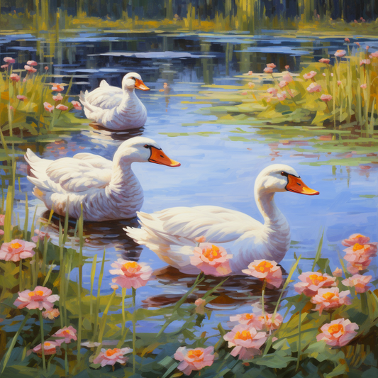Three Swimming Geese Diamond Art Kit