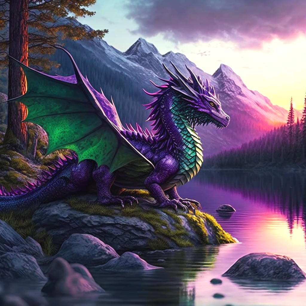 Purple Green Dragon Diamond Art Kit