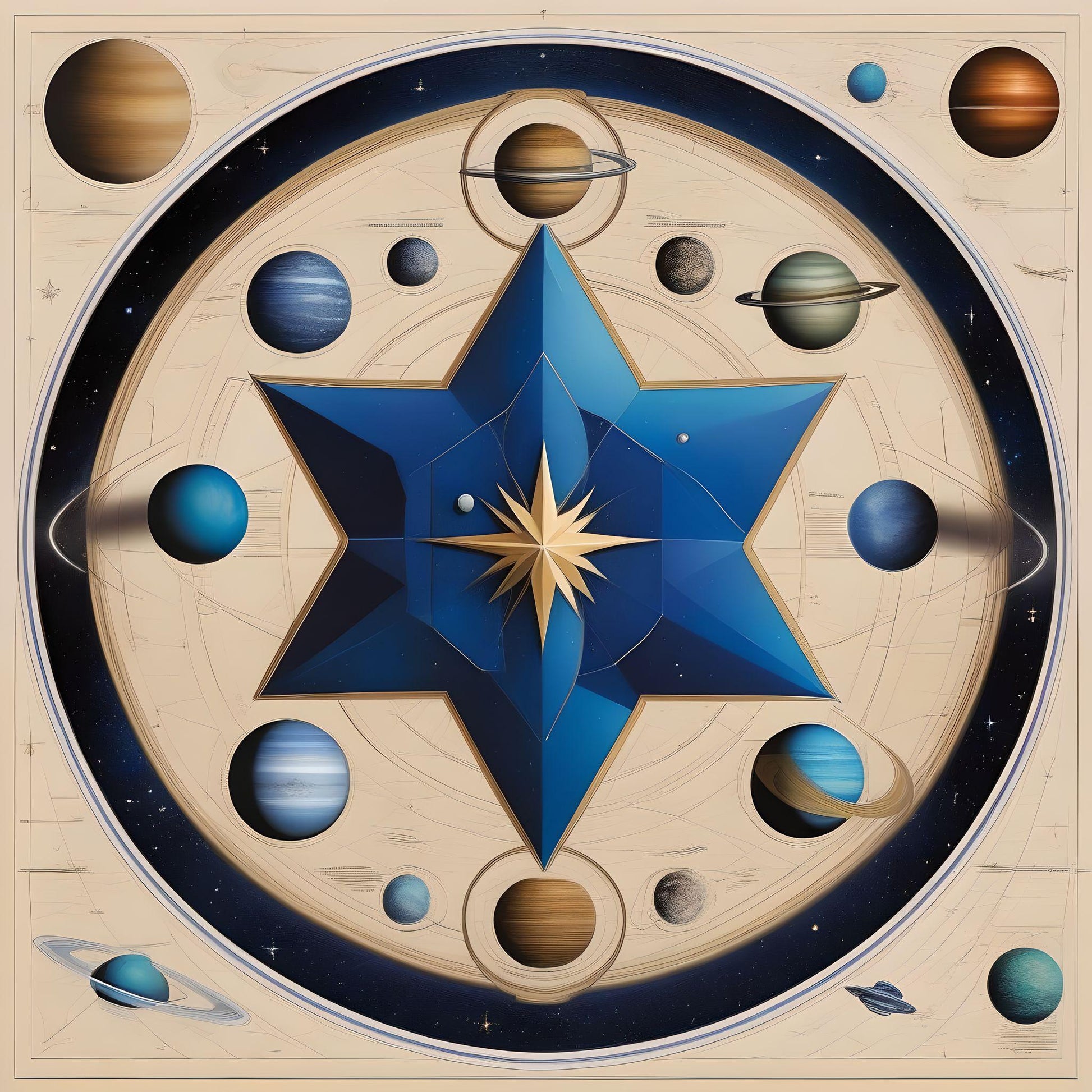 Tan Background Star Moon Abstract Diamond Art Kit