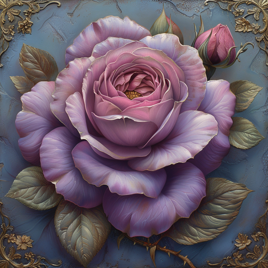 Purple And Pink Open Rose Diamond Art Kit