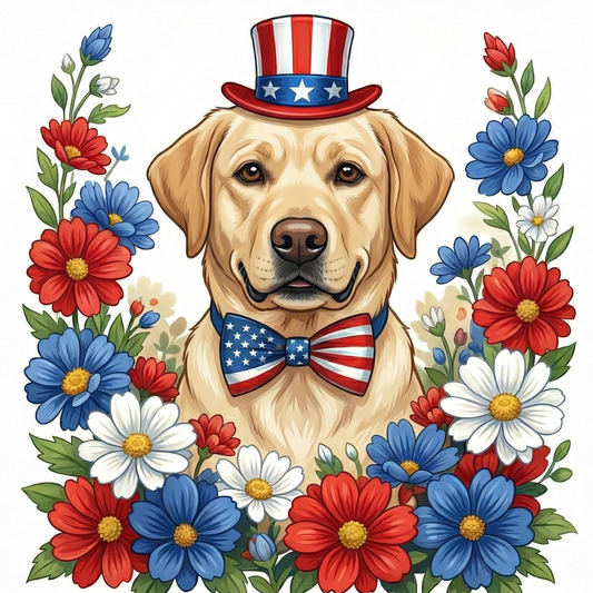 Patriotic Yellow Labrador Retriever Diamond Art Kit