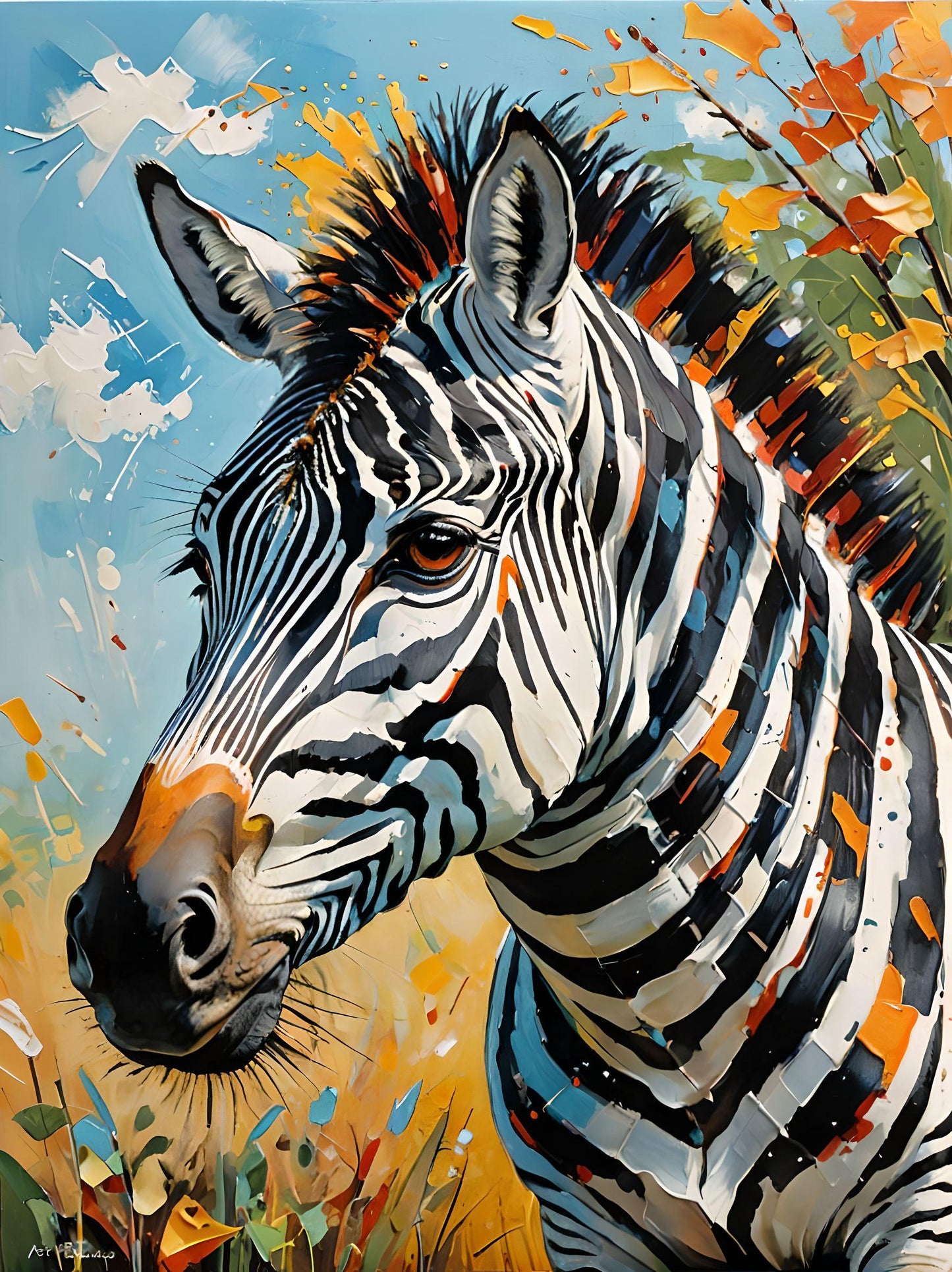 Abstract Painted Zebra Diamond Art Kit