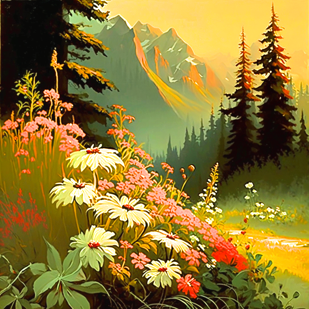 Mountainside Flowers Diamond Art Kit