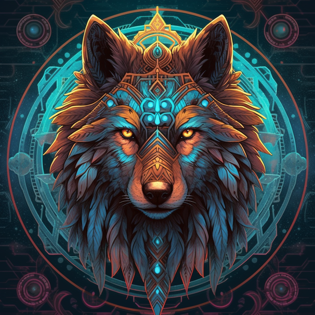 Brown Abstract Wolf Diamond Art Kit
