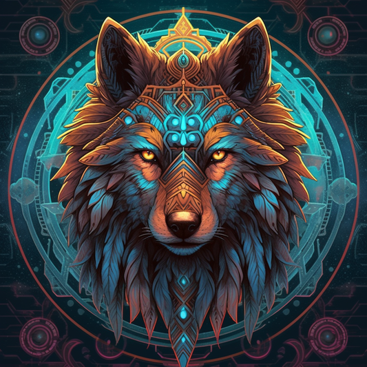 Brown Abstract Wolf Diamond Art Kit