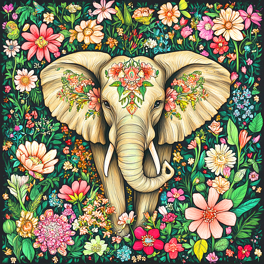 Tattoo Flower Elephant Diamond Art Kit