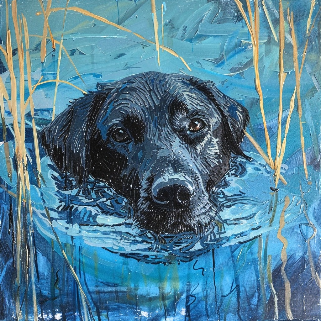 Blackdog In The Water Diamond Art Kit